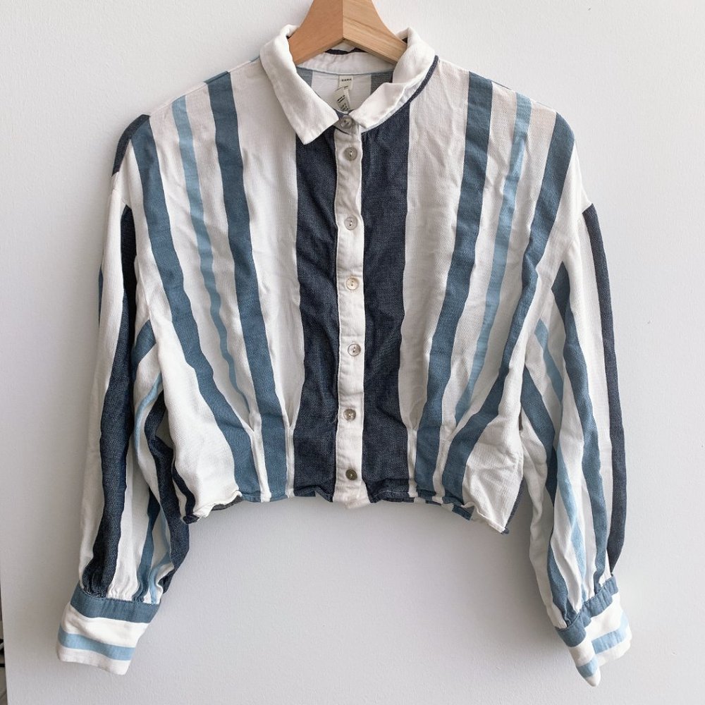 Zara Blue Stripe Shirt Long-sleeves